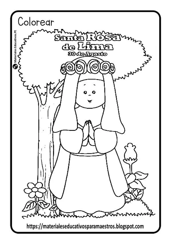 Dibujos de Santa Rosa de Lima imágenes para colorear | Colorear imágenes | Santa rosa, Dia de santa rosa, Dibujos Dibujos de Santa Rosa de Lima imágenes para colorear | Colorear imágenes | Santa rosa, Dia de santa rosa, Dibujos