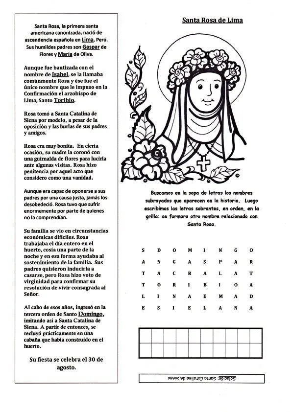Dibujos de Santa Rosa de Lima imágenes para colorear | Colorear imágenes Dibujos de Santa Rosa de Lima imágenes para colorear | Colorear imágenes