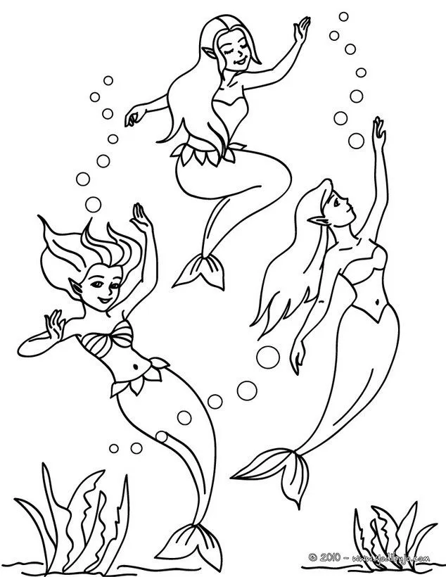  ... de sirenas nadando para colorear - Dibujos de SIRENAS para imprimir