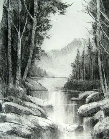Dibujos sombreados a lapiz paisajes - Imagui