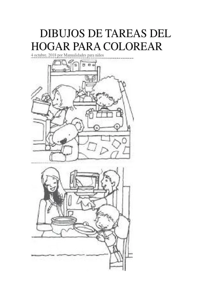 Dibujos de Tareas Del Hogar para Colorear | PDF Dibujos de Tareas Del Hogar para Colorear | PDF
