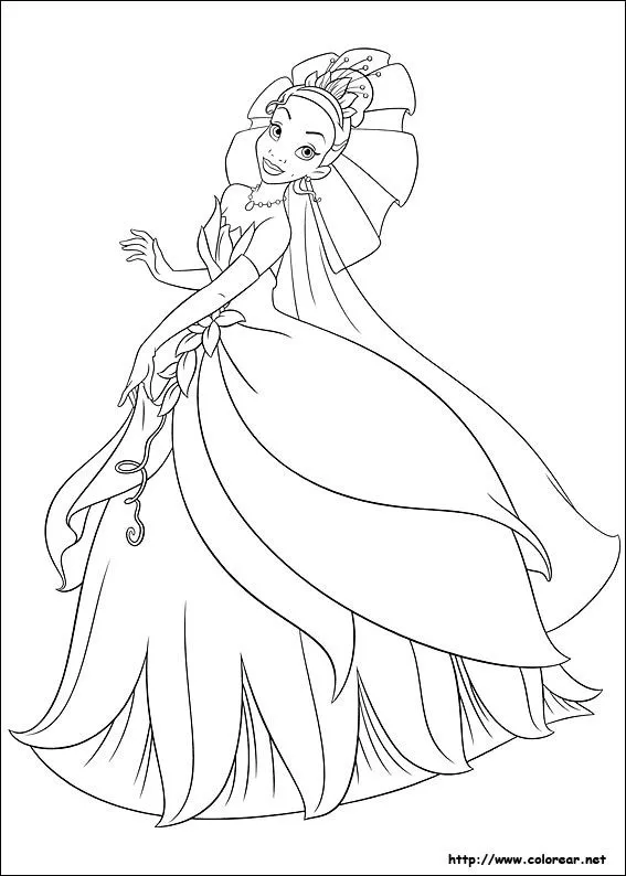 Dibujos para colorear de Tiana la Princesa y el sapo