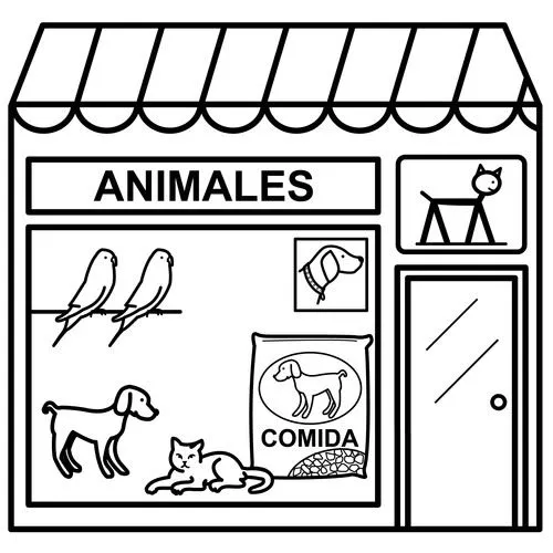 DIBUJOS DE TIENDAS PARA COLOREAR