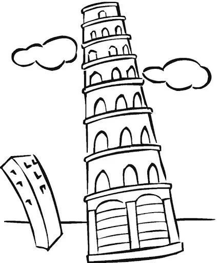 DIBUJOS TORRE DE PISA PARA COLOREAR