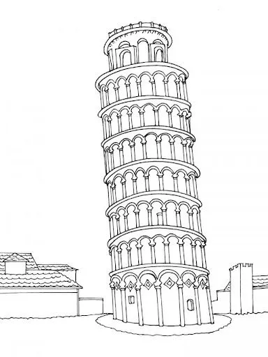 DIBUJOS TORRE DE PISA PARA COLOREAR