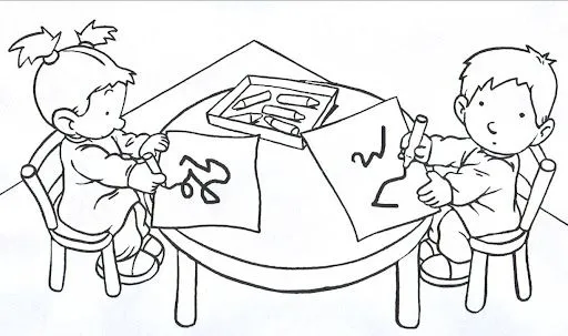 DIBUJOS DE TRABAJOS EN EL AULA PARA COLOREAR
