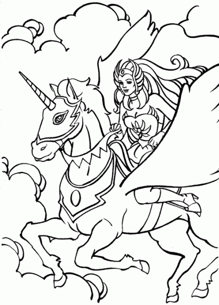 Amazona montada en un Unicornio