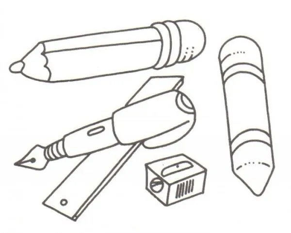 Dibujos de útiles escolares para pintar | Colorear imágenes