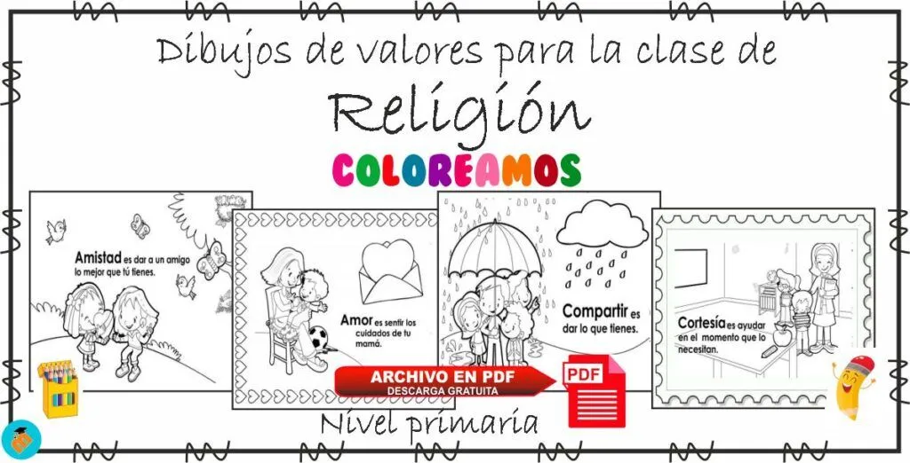 Dibujos de valores para colorear para la clase de Religión Dibujos de valores para colorear para la clase de Religión