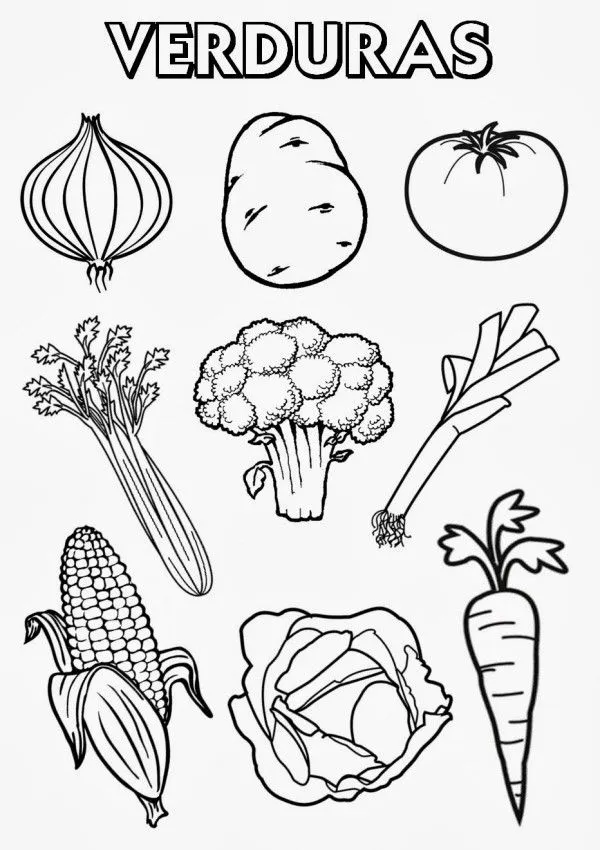 Dibujos de vegetales para imprimir y colorear: Verduras y ... Dibujos de vegetales para imprimir y colorear: Verduras y ...