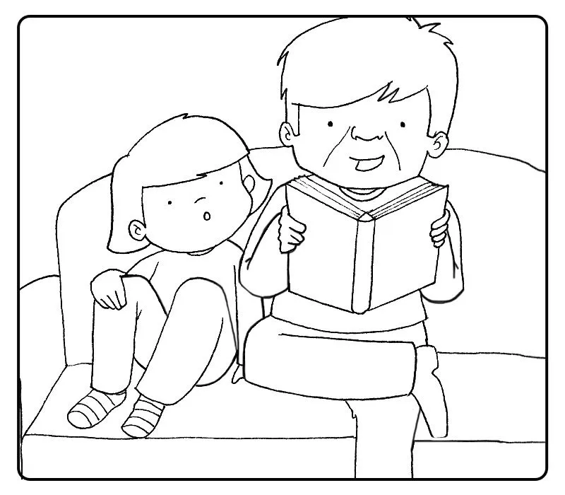 Dibujos de vida cotidiana de abuelos y nietos. Ocio en casa ...