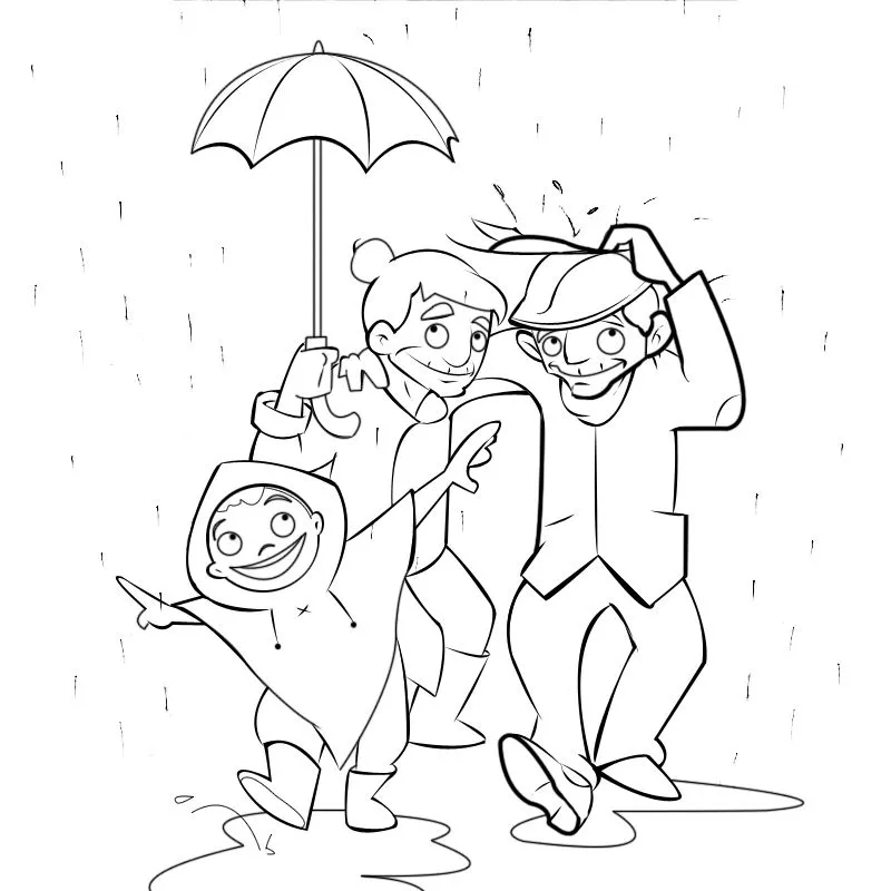 niño bajo la lluvia Colouring Pages