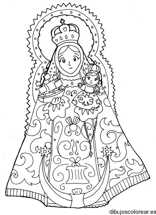 Dibujo de una pequeña imagen de la virgen | Dibujos para Colorear