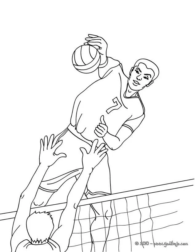 Dibujos de VOLEIBOL para colorear, un ataque central para imprimir Dibujos de VOLEIBOL para colorear, un ataque central para imprimir