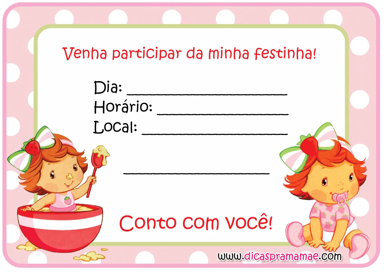 Dicas pra Festas Infantis: Mini Kit Moranguinho Baby para imprimir