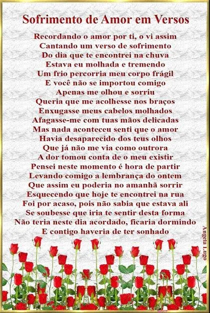 Dicas de Relacionamento: Sofrimento de Amor em versos