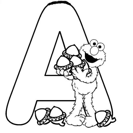 Alfabeto de Barrio Sesamo para colorear: A ~ Dibujos para Colorear ...