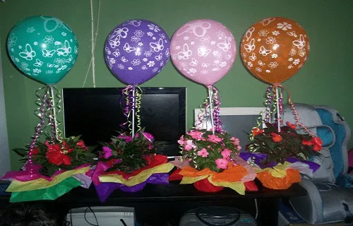 Centro de mesa con globos ~ Portal de Manualidades