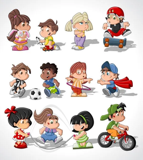 Different Cartoon Children elements vector material 04 - Vector ...