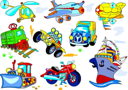 Different Cartoon Transportation tool vector 03 - Vector Traffic ...