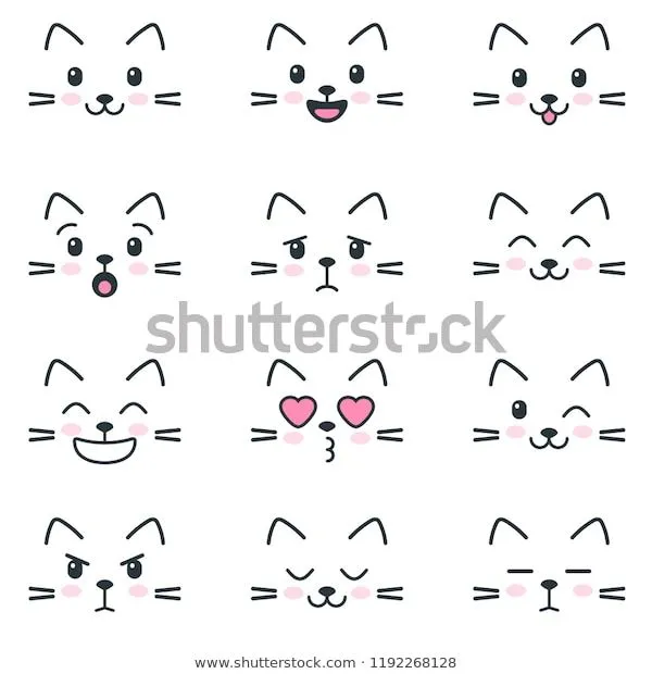Different Emotions Cats: vetor stock (livre de direitos) 1192268128 | Shutterstock | Caritas kawaii para dibujar, Ojos de muñeca, Dibujitos sencillos Different Emotions Cats: vetor stock (livre de direitos) 1192268128 | Shutterstock | Caritas kawaii para dibujar, Ojos de muñeca, Dibujitos sencillos