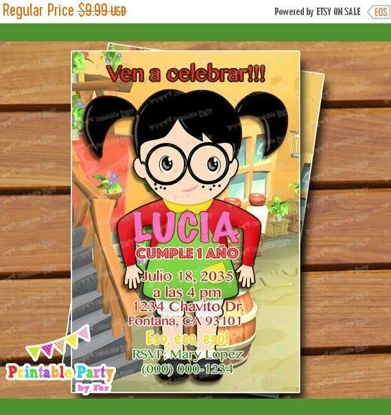 DIGITAL Printable invitation 4x6 la chilindrina de el chavo del 8 ...