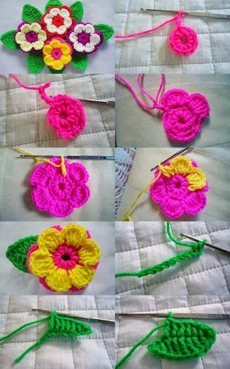 Dinorah Creativa: Flores tejidas paso a paso Dinorah Creativa: Flores tejidas paso a paso
