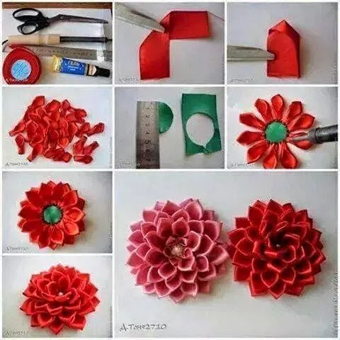 Dinorah Creativa: Tutorial flor en liston.... Dinorah Creativa: Tutorial flor en liston....