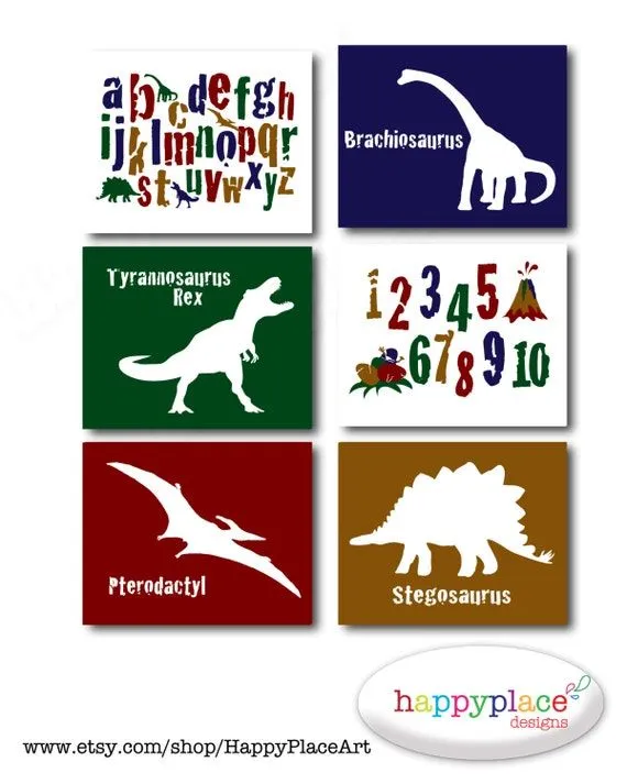Dinosaurio alfabeto para imprimir arte de la por HappyPlaceArt