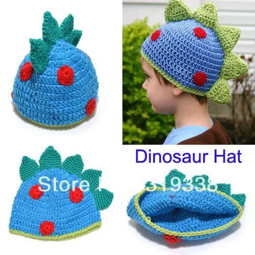 gorro tejido al crochet con forma de dinosaurio | modelos ...