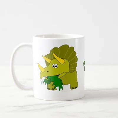 Dinosaurio verde lindo del dibujo animado del Tric Tazas de Zazzle.