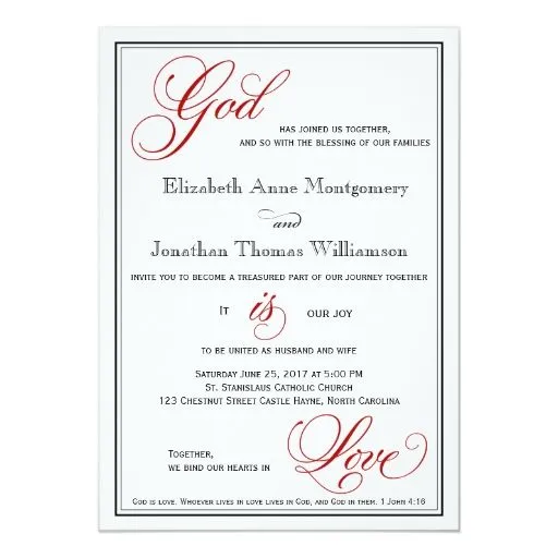 Dios rojo es invitaciones cristianas del boda del invitación 12,7 ...