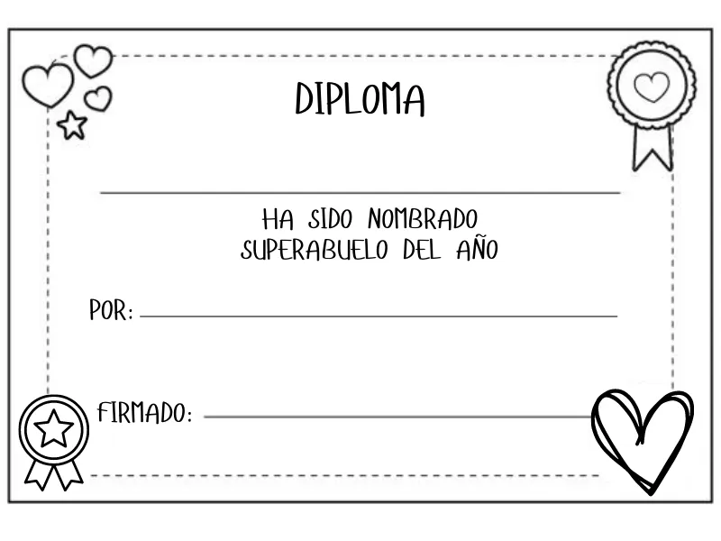 Diploma al mejor abuelo: dibujo para colorear y regalar Diploma al mejor abuelo: dibujo para colorear y regalar
