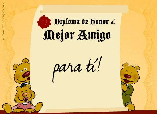 Diploma al mejor Amigo. CorreoMagico.com - Tarjetas animadas en ...