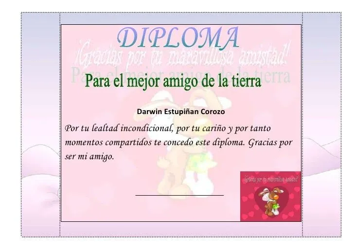 Diploma de mejor amigo