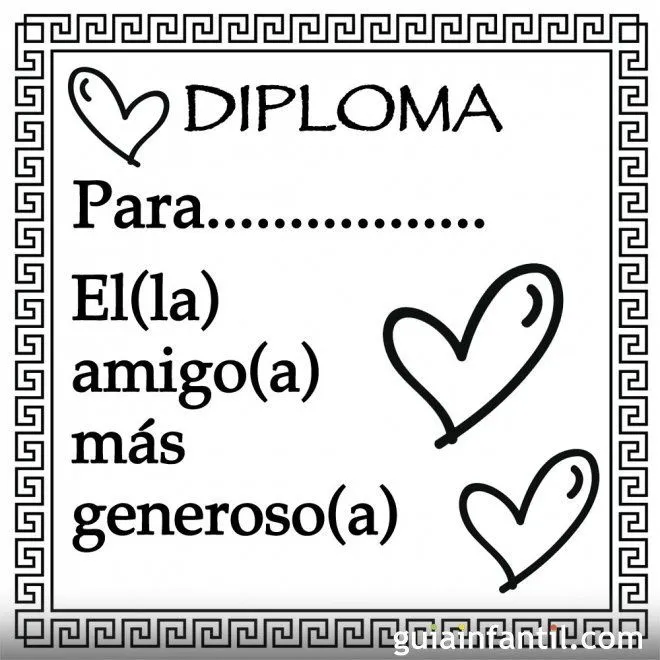 Diploma para el amigo más generoso - Diplomas para los amigos ...