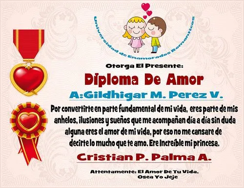 DIPLOMA DE AMOR PARA MI NOVIO | TODO PARA FACEBOOK IMAGENES PARA ...