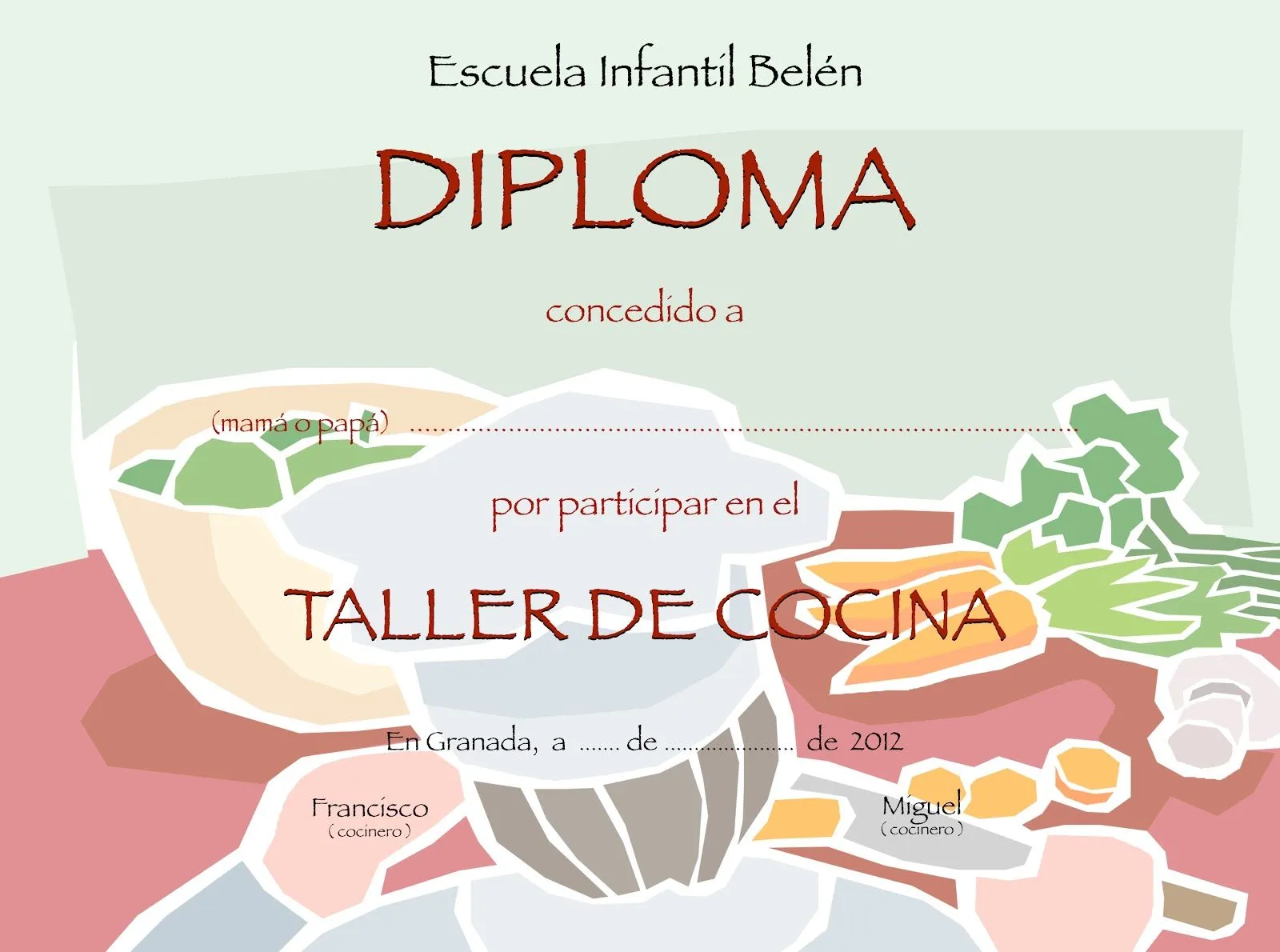 Diploma de cocina para niño - Imagui