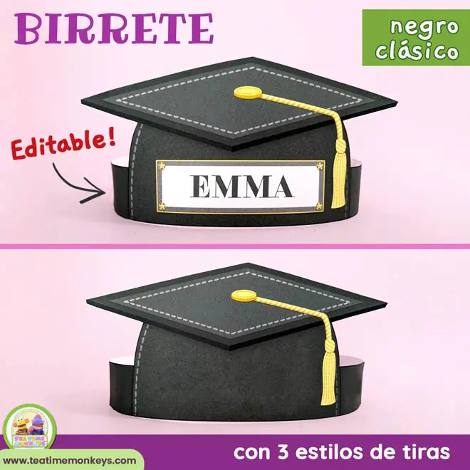 BIRRETE NEGRO para imprimir - Graduación de preescolar
