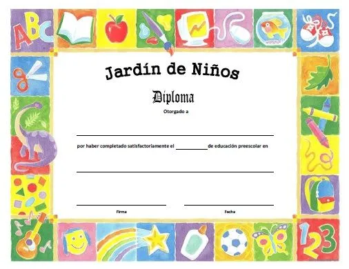 Ejemplos de diplomas para jardin de niños - Imagui