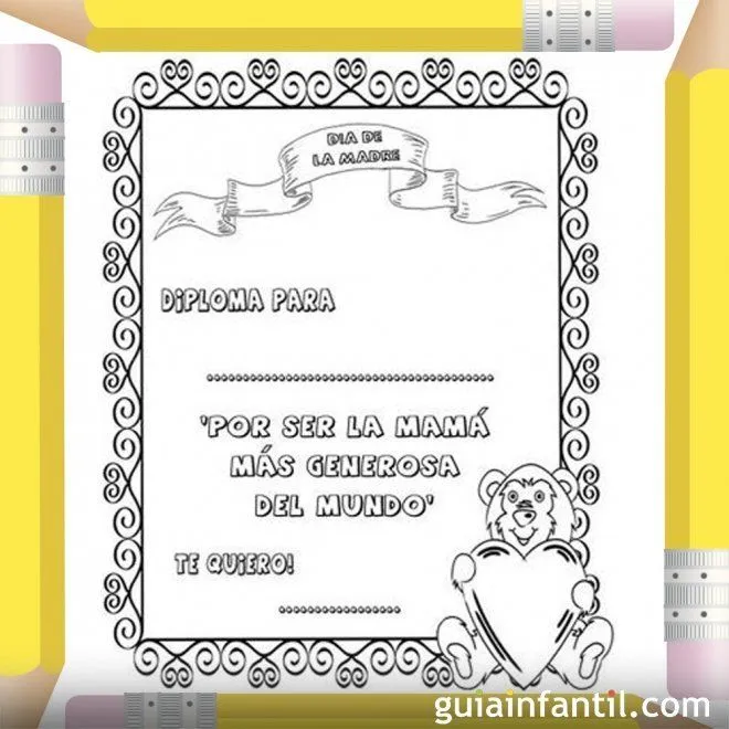 Diploma a la mamá más generosa. Dibujos para pintar - Diplomas Día ... Diploma a la mamá más generosa. Dibujos para pintar - Diplomas Día ...