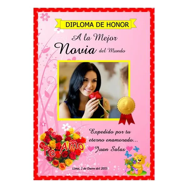 Diploma a la Mejor Novia #03 | Regalos para Enamorados | Regalos ...