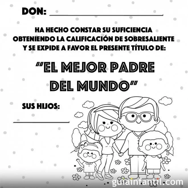 Diploma del mejor padre. Dibujos para colorear - Diplomas Día del ... Diploma del mejor padre. Dibujos para colorear - Diplomas Día del ...