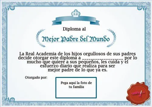 Diploma del Mejor Papá del Mundo: Felíz Día del Padre para ...