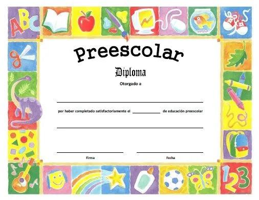 Diploma de Preescolar - Para Imprimir Gratis - ParaImprimirGratis.com