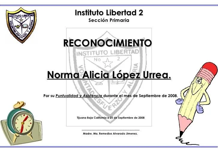 Diploma De Puntualidad Y Asistencia Profesores 2008