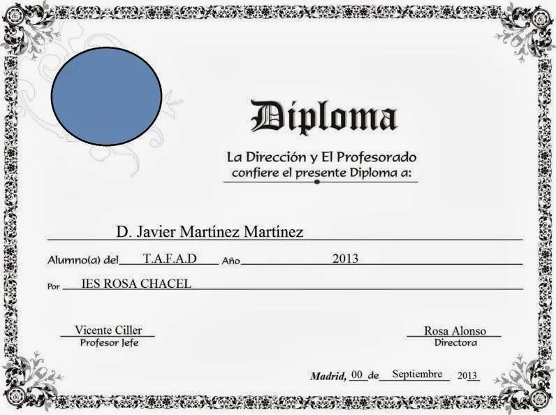 Diploma en blanco para llenar - Imagui