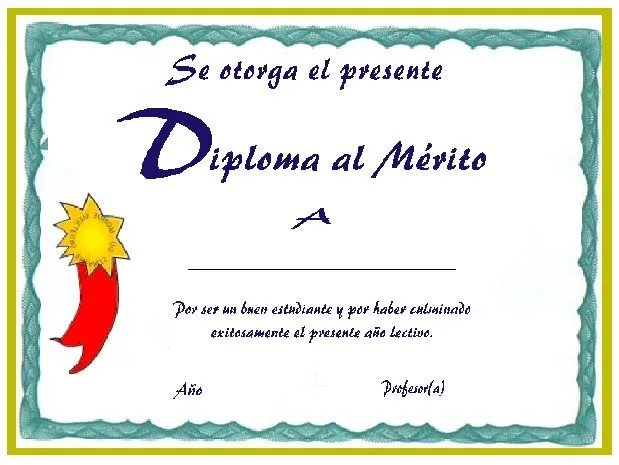 Modelos de diplomas de honor para rellenar - Imagui