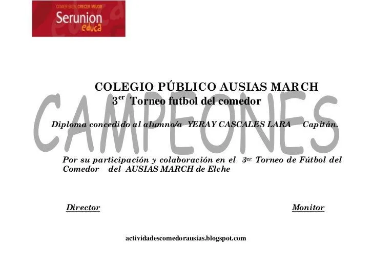 Diplomas 2011 campeones
