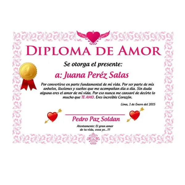 Diplomas y Certificados | Regalos para Enamorados | Regalos Peru ...